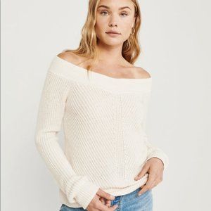 Cream Off-Shoulder Abercombie Sweater